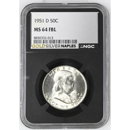 1951(D) - 0.3617oz Silver Franklin Half Dollar - NGC MS64 FBL (S13B-B10)