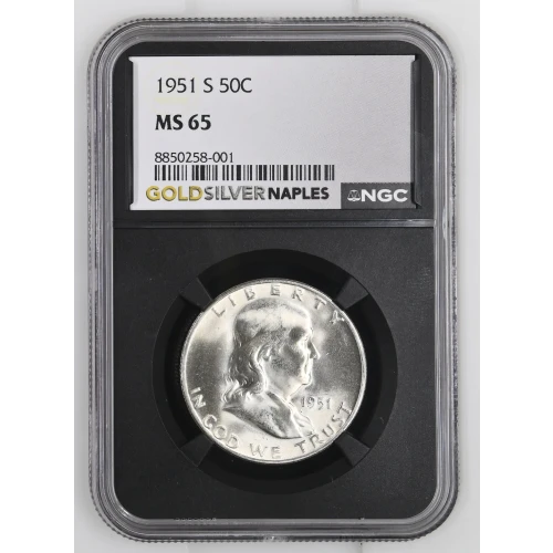 1951(S) - 0.3575oz Silver Franklin Half Dollar - NGC MS65 (S13B-B1)
