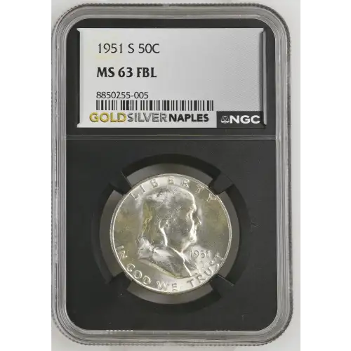 1951(S) - 0.3617oz Silver Franklin Half Dollar - NGC MS63 FBL (S13B-B14)