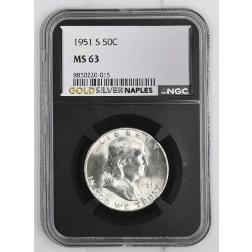 1951(S) - 0.3617oz Silver Franklin Half Dollar - NGC MS63 (S13B-B2)