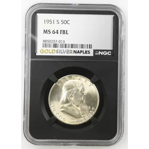 1951(S) - 0.3617oz Silver Franklin Half Dollar - NGC MS64 FBL (S13B-B1) (2)