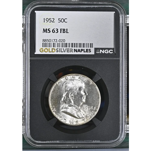 1952 - 0.3617oz Silver Franklin Half Dollar - NGC MS63 FBL (S13B-B5)