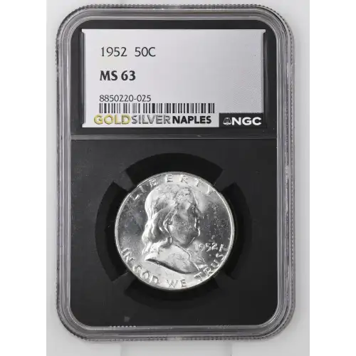 1952 - 0.3617oz Silver Franklin Half Dollar - NGC MS63 (S13B-B2)