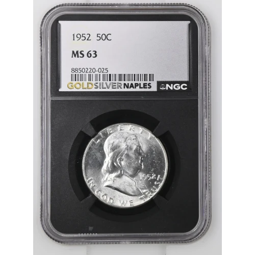 1952 - 0.3617oz Silver Franklin Half Dollar - NGC MS63 (S13B-B2)