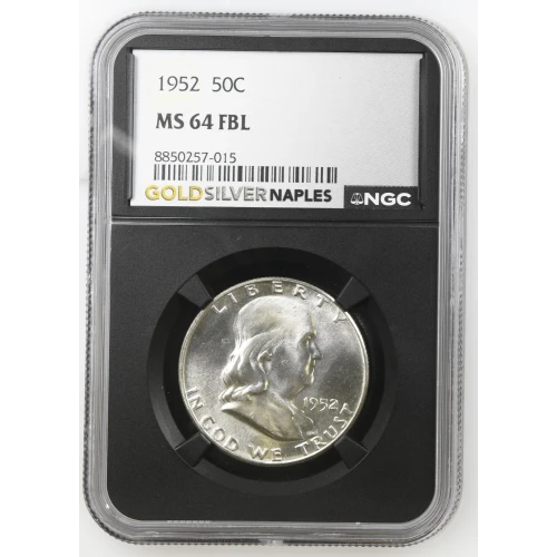 1952 - 0.3617oz Silver Franklin Half Dollar - NGC MS64 FBL (S13B-B1) (3)