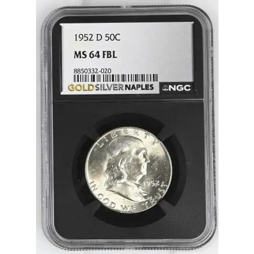 1952(D) - 0.3617oz Silver Franklin Half Dollar - NGC MS64 FBL (S13B-B10)