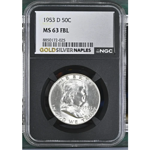 1953(D) - 0.3617oz Silver Franklin Half Dollar - NGC MS63 FBL (S13B-B5)