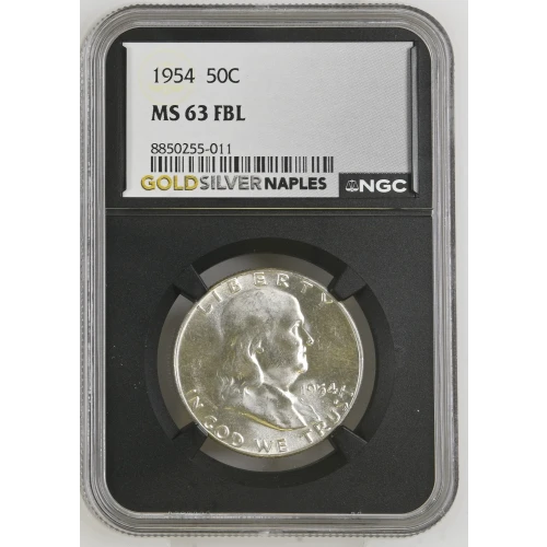 1954 - 0.3617oz Silver Franklin Half Dollar - NGC MS63 FBL (S13B-B14)
