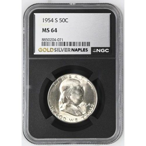 1954(S) - 0.3617oz Silver Franklin Half Dollar - NGC MS64 (S13B-B3) (2)