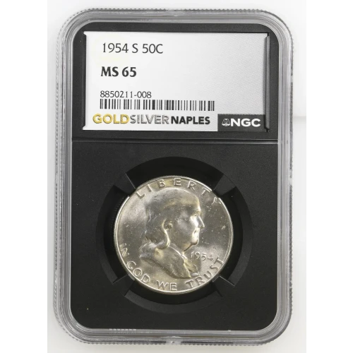1954(S) - 0.3617oz Silver Franklin Half Dollar - NGC MS65 (S13B-B5)
