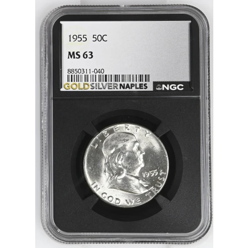 1955 - 0.3617oz Silver Franklin Half Dollar - NGC MS63 (S13B-B4) (2)