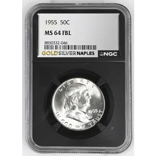 1955 - 0.3617oz Silver Franklin Half Dollar - NGC MS64 FBL (S13B-B9)