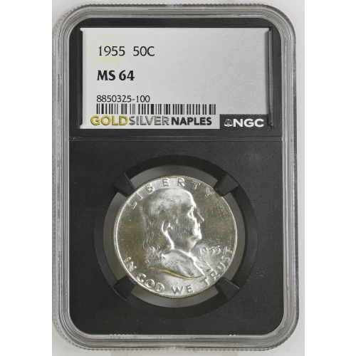 1955 - 0.3617oz Silver Franklin Half Dollar - NGC MS64 (S13B-B7) (2)