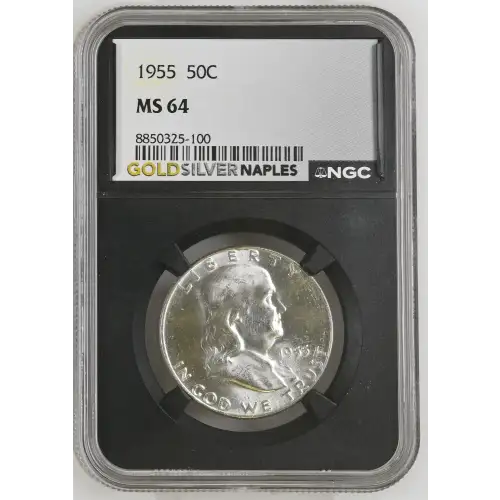 1955 - 0.3617oz Silver Franklin Half Dollar - NGC MS64 (S13B-B7) (2)