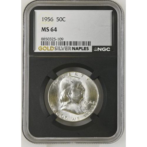 1956 - 0.3617oz Silver Franklin Half Dollar - NGC MS64 (S13B-B12)
