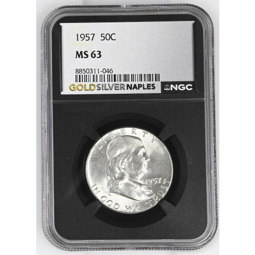 1957 - 0.3617oz Silver Franklin Half Dollar - NGC MS63 (S13B-B14)
