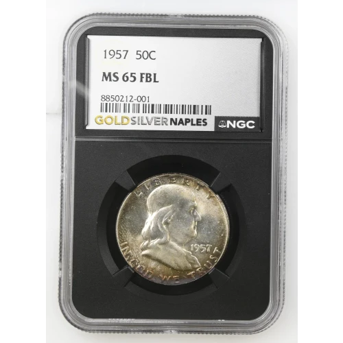 1957 - 0.3617oz Silver Franklin Half Dollar - NGC MS65 FBL (S13B-B8) (2)
