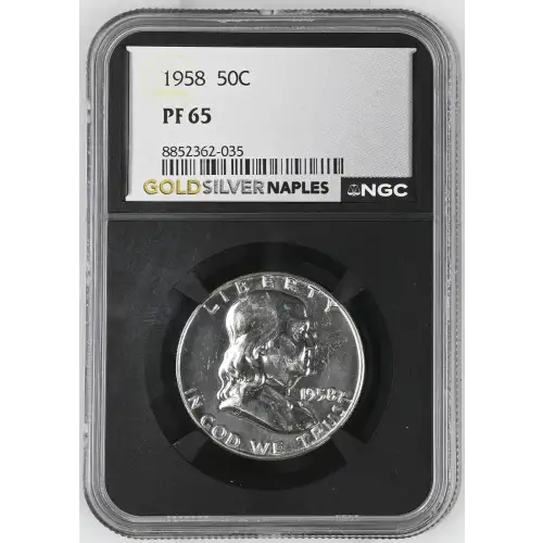 1958 - 0.3617oz Silver Franklin Half Dollar - NGC PF65 (S13B-B19)