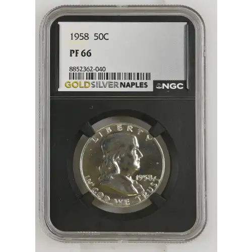 1958 - 0.3617oz Silver Franklin Half Dollar - NGC PF66 (S13B-B19)