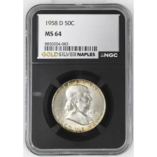 1958(D) - 0.3617oz Silver Franklin Half Dollar - NGC MS64 (S13B-B3)