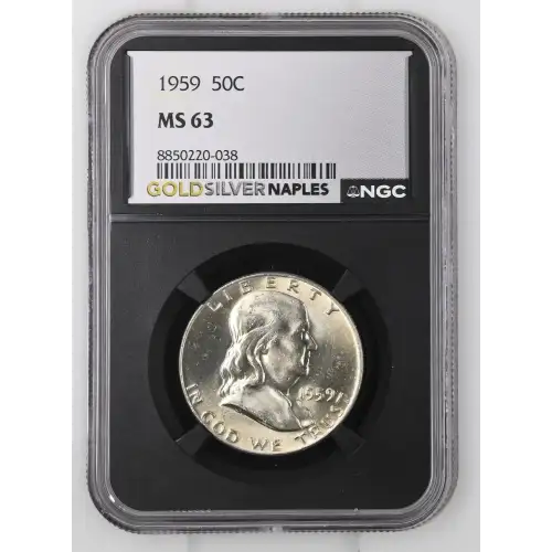 1959 - 0.3617oz Silver Franklin Half Dollar - NGC MS63 (S13B-B4) (2)