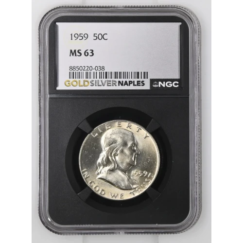 1959 - 0.3617oz Silver Franklin Half Dollar - NGC MS63 (S13B-B4) (2)