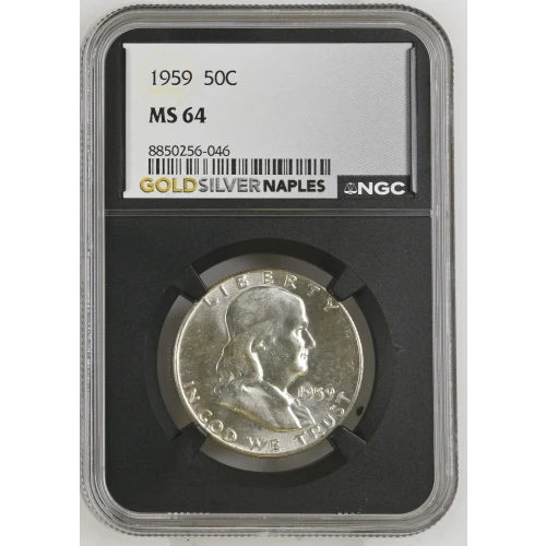 1959 - 0.3617oz Silver Franklin Half Dollar - NGC MS64 (S13B-B2) (2)