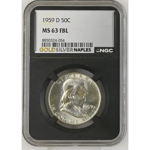 1959(D) - 0.3617oz Silver Franklin Half Dollar - NGC MS63 FBL (S13B-B13)