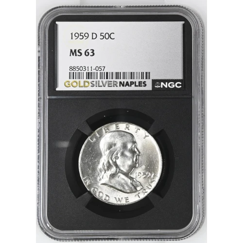 1959(D) - 0.3617oz Silver Franklin Half Dollar - NGC MS63 (S13B-B4) (2)