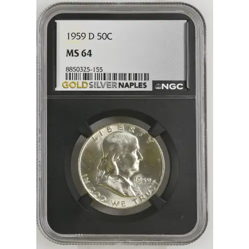 1959(D) - 0.3617oz Silver Franklin Half Dollar - NGC MS64 (S13B-B15)