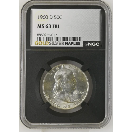 1960(D) - 0.3617oz Silver Franklin Half Dollar - NGC MS63 FBL (S13B-B8) (2)