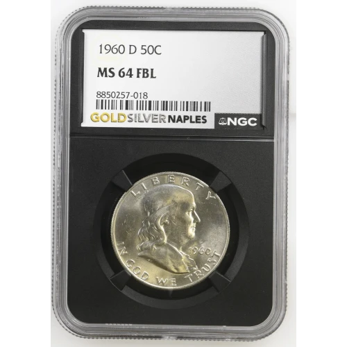1960(D) - 0.3617oz Silver Franklin Half Dollar - NGC MS64 FBL (S13B-B1)