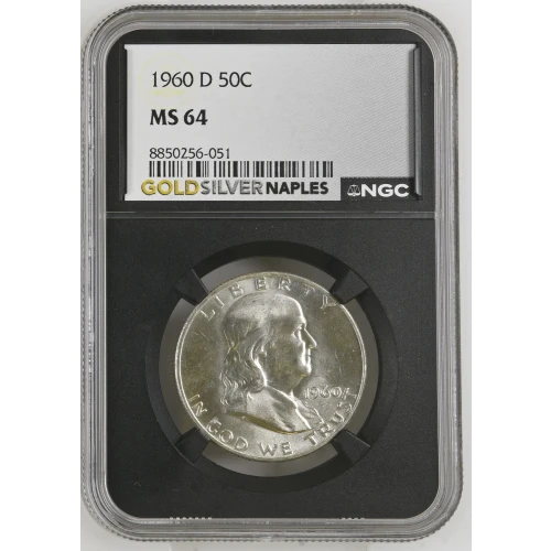1960(D) - 0.3617oz Silver Franklin Half Dollar - NGC MS64 (S13B-B1) (2)