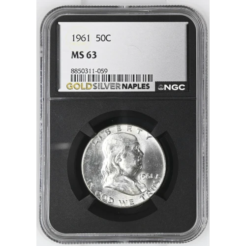 1961 - 0.3617oz Silver Franklin Half Dollar - NGC MS63 (S13B-B2) (2)