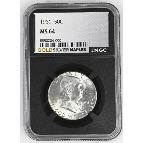 1961 - 0.3617oz Silver Franklin Half Dollar - NGC MS64 (S13B-B3)