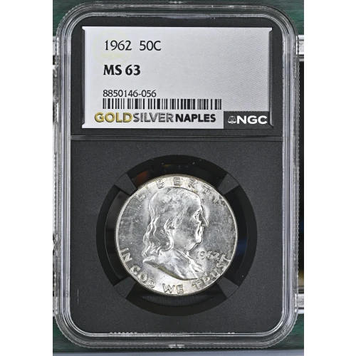 1962 - 0.3617oz Silver Franklin Half Dollar - NGC MS63 (S13B-B5) (2)
