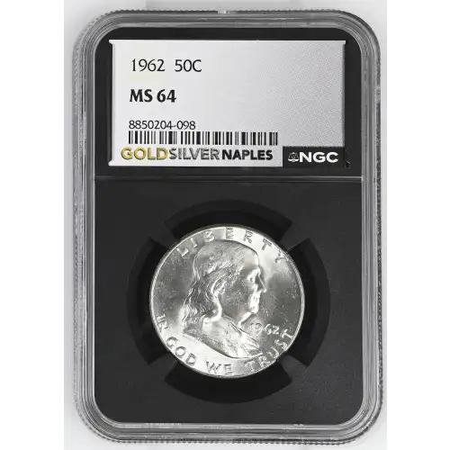 1962 - 0.3617oz Silver Franklin Half Dollar - NGC MS64 (S13B-B3)