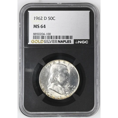 1962(D) - 0.3617oz Silver Franklin Half Dollar - NGC MS64 (S13B-B3) (2)