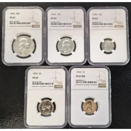 1962 U.S. Silver Proof Set, Complete 5-Coin Set, Original Packaging