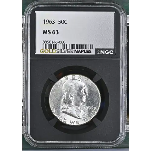 1963 - 0.3617oz Silver Franklin Half Dollar - NGC MS63 (S13B-B5)