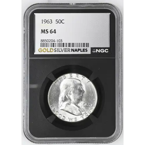 1963 - 0.3617oz Silver Franklin Half Dollar - NGC MS64 (S13B-B15)