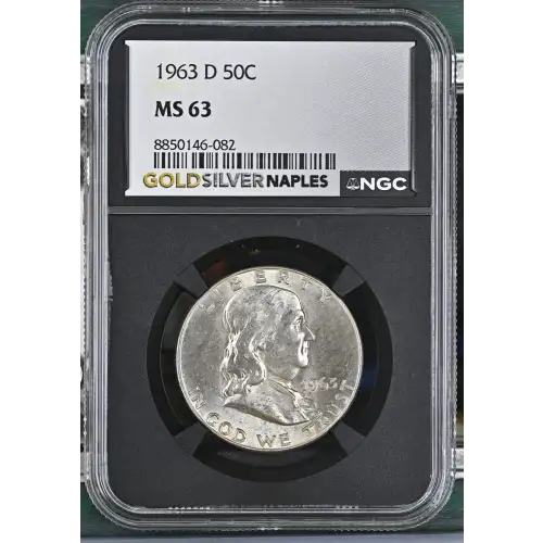 1963(D) - 0.3617oz Silver Franklin Half Dollar - NGC MS63 (S13B-B5) (2)
