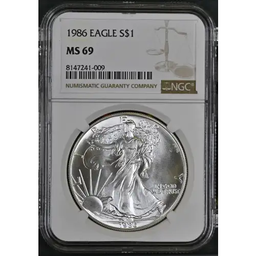 1986 - 1oz Silver Eagle S$1 NGC MS69 (D11-B2)