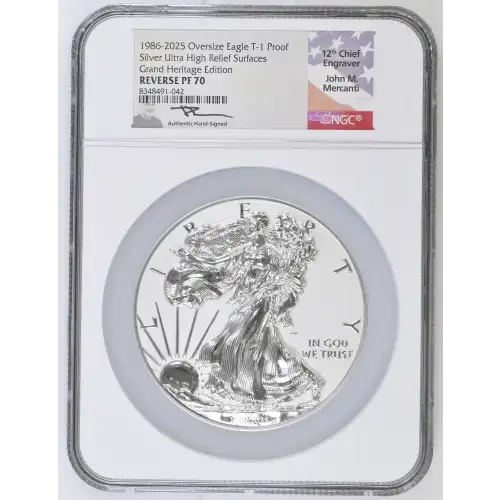 1986~2025 - 2oz Oversize Silver Eagle T1 Proof UHRS - NGC REVERSE PF70 (OB-117)