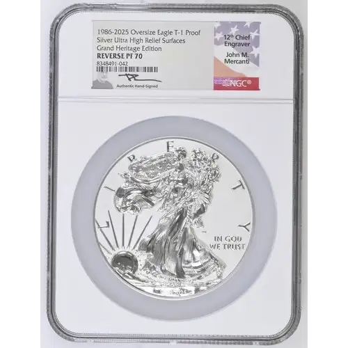1986-2025 Overzize Eagle T-1 Proof Silver Ultra High Relief Grand Heritage Edition (B3)