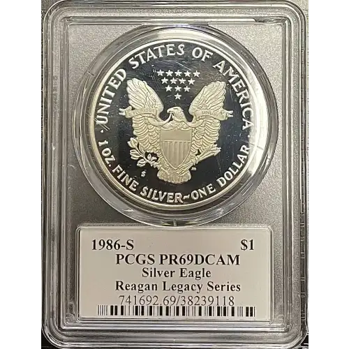 1986(S) - 1oz Silver Eagle Reagan Legacy Series - S$1 PCGS PR69DCAM