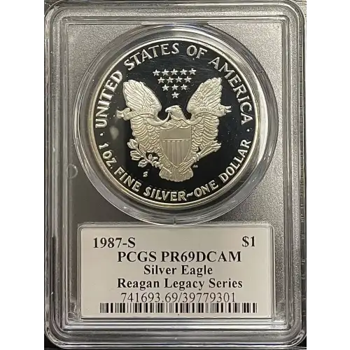 1987(S) - 1oz Silver Eagle Reagan Legacy Series - S$1 PCGS PR69DCAM (D11-B14)