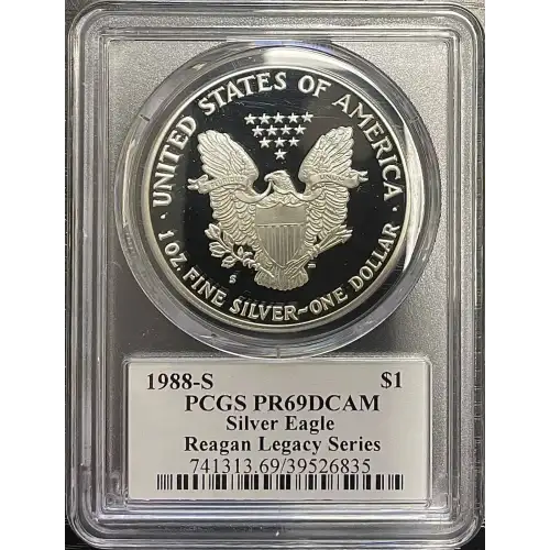 1988(S) - 1oz Silver Eagle Reagan Legacy Series - S$1 PCGS PR69DCAM (D11-B14)
