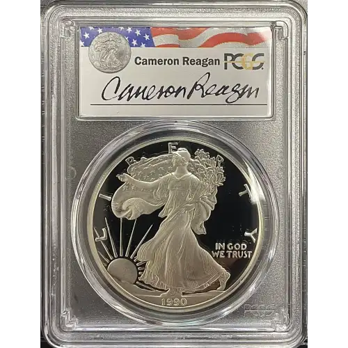 1990(S) - 1oz Silver Eagle Reagan Legacy Series - S$1 PCGS PR69DCAM (D11-B14)