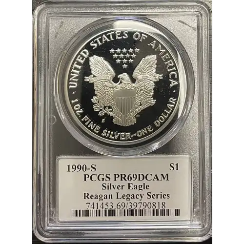 1990(S) - 1oz Silver Eagle Reagan Legacy Series - S$1 PCGS PR69DCAM (D11-B14)